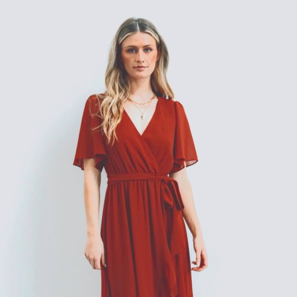 Baltic Born XL/1X brick red tulip wrap dress